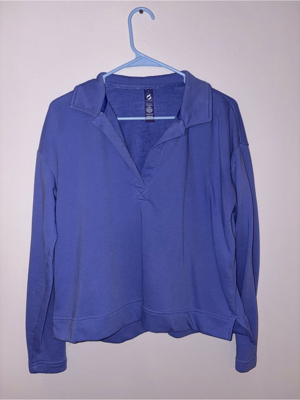 Lou & Grey Relaxed Polo Sweatshirt in Periwinkle Blue